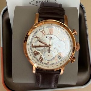 Fossil Men's Brown Leather Chronograph Watch